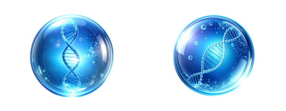 Sat of Luxury Beauty Collagen Bubble with DNA Helix – Scientific Cosmetic Concept