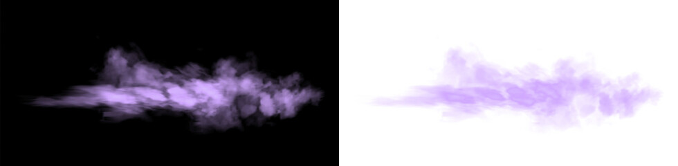 Purple smoke overlay on contrasting backgrounds, creating a mystical atmosphere, ideal for design projects, artwork, and creative compositions with copy space