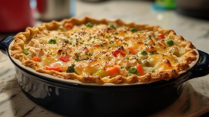 A Delicious Homemade Chicken Pot Pie: Golden Crust, Creamy Filling