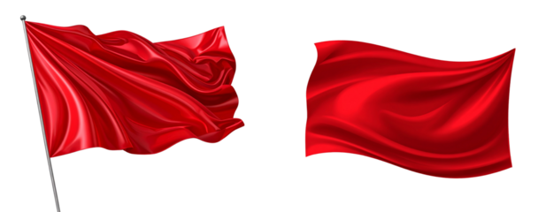 Sat of Red Silk Flag Mid-Wave with Dramatic Drapery – PNG Transparent