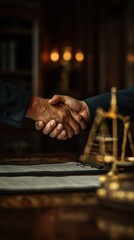 Business Agreement Between Two Individuals in Elegant Office Setting