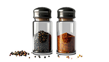 Two glass spice jars with lids