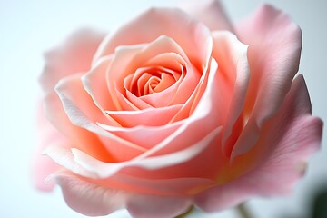 Closeup of a Delicate Pink Rose with Soft Petals and an Elegant, Spiraled Center