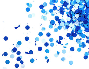 Blue and white confetti on black