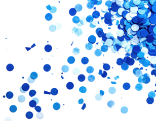Blue and white confetti on black