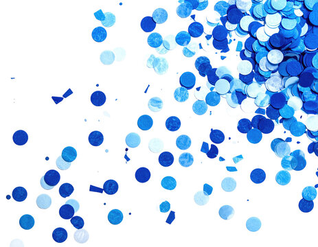 Blue and white confetti on black