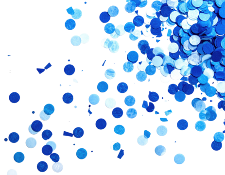 Blue and white confetti on black