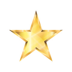 Golden 3D star icon with shiny metallic effect, luxury award symbol, success and achievement emblem, elegant decorative element for celebration, ranking, rating, trophy and premium design projects.