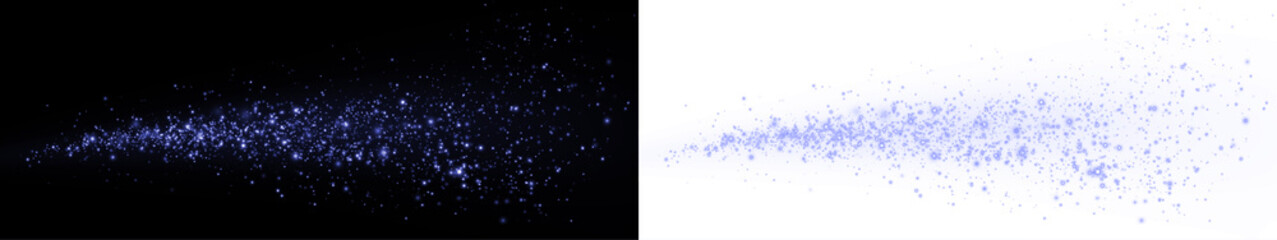 Obraz premium Sparkling blue glitter overlay on a black background, creating a magical effect, ideal for design projects, invitations, or festive decorations with copy space