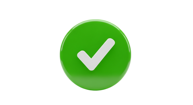 Green checkmark icon confirms approval and success