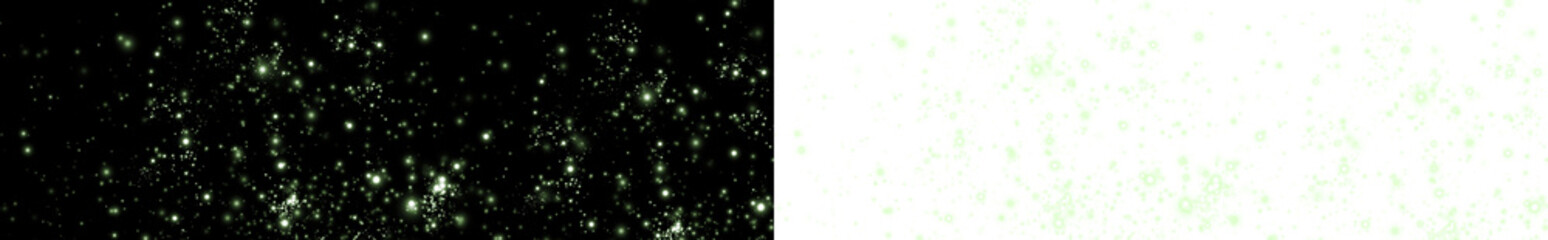 Obraz premium Sparkling green glitter overlay on a black background, creating a magical atmosphere, ideal for festive designs, invitations, or creative projects with copy space