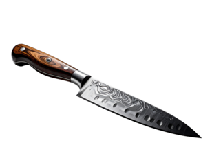A chef's knife,  wood handle