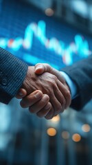 Close-up of Business Handshake with City Lights in Background at Night