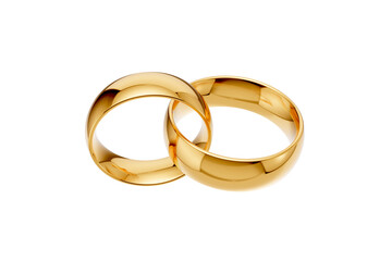 Golden wedding rings. gold illustration with transparent background. Symbols of love and fidelity. Male and female ring interlocked with each other