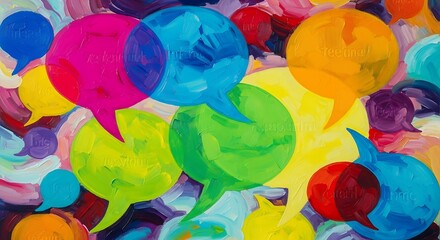 Colorful Abstract Speech Bubbles Communication Concept.