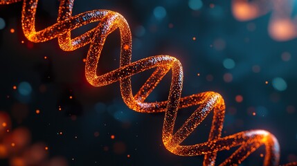 Genetic engineering lab DNA helix model, glowing segments, intricate structure, molecular detail. 