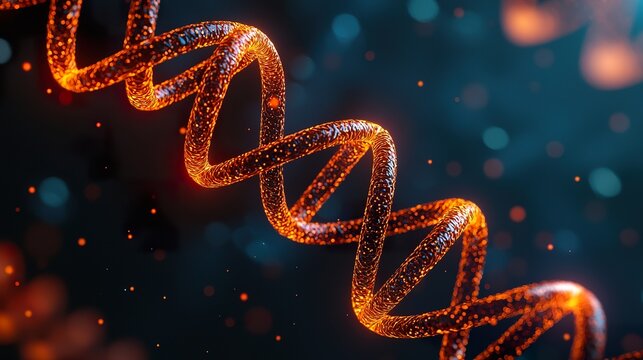 Genetic engineering lab DNA helix model, glowing segments, intricate structure, molecular detail. 