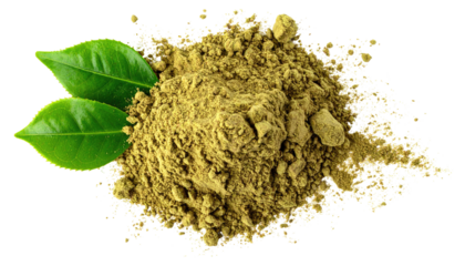 Green powder with leaves