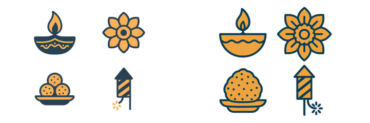 Festive symbols of light and celebration for a joyful occasion in colorful designs