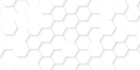 Naklejka premium Abstract pattern hexagonal white technology line paper background. Hexagonal grid tile mosaic structure mess cell design. white and gray hexagon honeycomb football geometric copy space business text. 