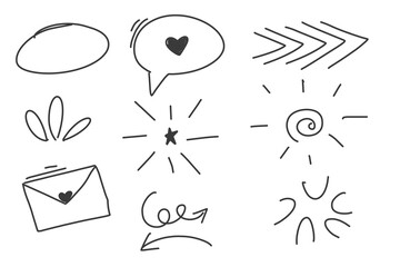 Set icon symbol handdrawn doodles art