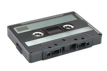 Obraz premium Classic cassette tape with translucent smoke window and subtle scuffs, isolated on transparent background. 