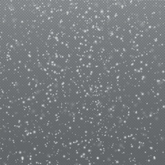 White falling snow on transparent background