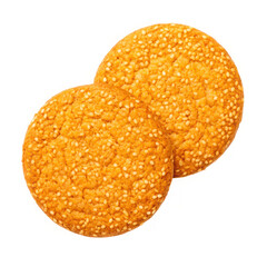 Fototapeta premium Golden brown cookies generously topped with sesame seeds close-up view