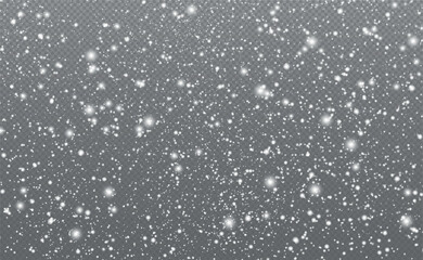 Fototapeta premium White falling snow on transparent background