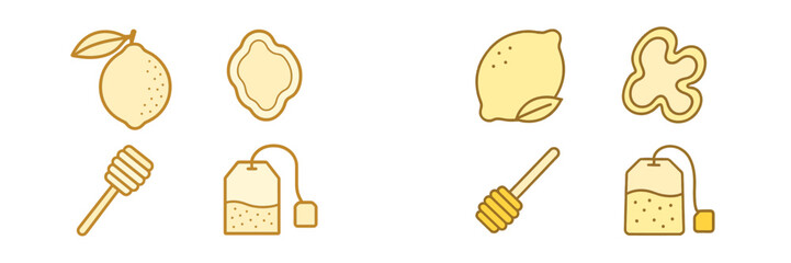 Illustration of lemons, honey, and tea bags showcasing a refreshing beverage concept