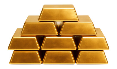 Stack of gold bars on a white background.