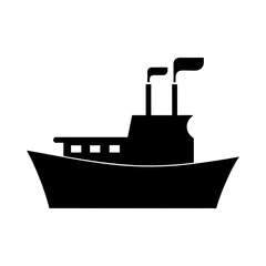 Obraz premium Silhouette steamship icon minimalist clean vector artwork with white background