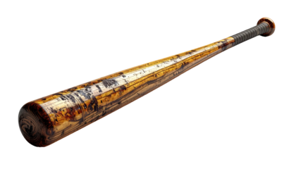 Wooden baseball bat, variegated wood grain
