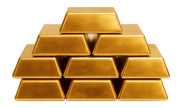 Stack of gold bars on a white background. - Powered by Adobe