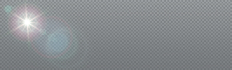 Bright sun with glare on a transparent background - Vector illustration