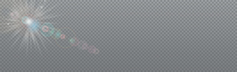 Bright sun with glare on a transparent background - Vector illustration