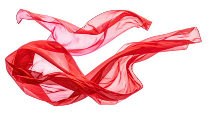 Red fabric in motion against a black background