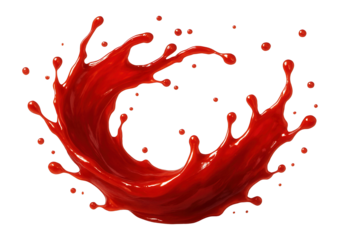Red hot sauce twirl splash on a white background.