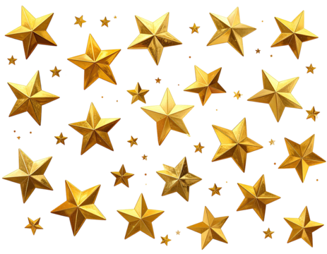 Golden stars scattered on black background (2)