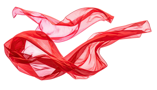 Red fabric in motion against a black background