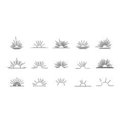 Fototapeta premium Minimal Sunrise and Sunset Icons Collection – Abstract Sun Symbol Set