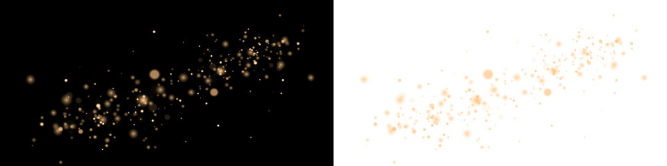 Sparkling golden bokeh overlay on black and white backgrounds, creating a magical atmosphere for design projects, enhancing visual storytelling and artistic expression