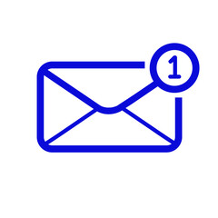 Blue Envelope Icon with Unread Message Notification Badge.