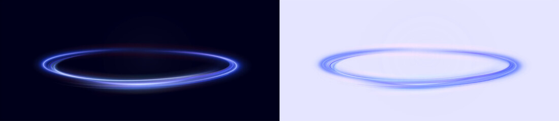 Abstract glowing blue circular light overlay on dark and light backgrounds, creating a modern visual effect for design projects and digital artwork applications