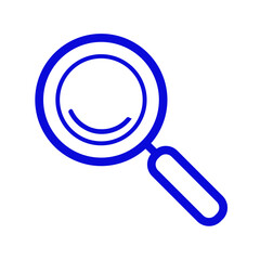 Simple Blue Magnifying Glass Icon with Curved Line.