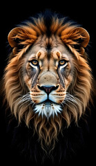 Fototapeta premium Wild Lion face black and white wallpaper