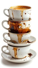 Stack of used coffee cups