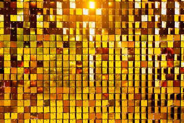 Gold texture glitter or grunge gold mosaic texture background. Golden sequins texture festive background.