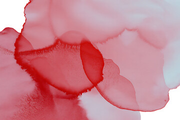 Vibrant abstract red watercolor splashes flow with soft gradients and organic textures