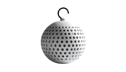 A white, hollow sphere ornament